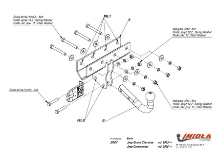 Фаркоп Imiola для Jeep Grand Cherokee (2005-2012) J.027