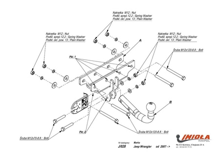 Фаркоп Imiola для Jeep Wrangler (2007-2020) J.028