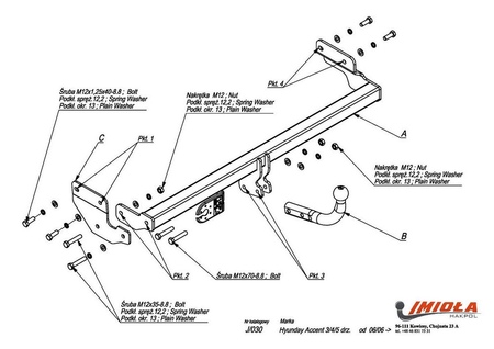 Фаркоп Imiola для Hyundai Accent (2006-2011), кроме сборки ТагАЗ J.030