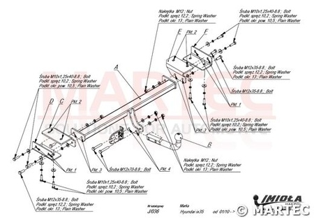 Фаркоп Imiola для Hyundai i10 (2008-2013) J.036