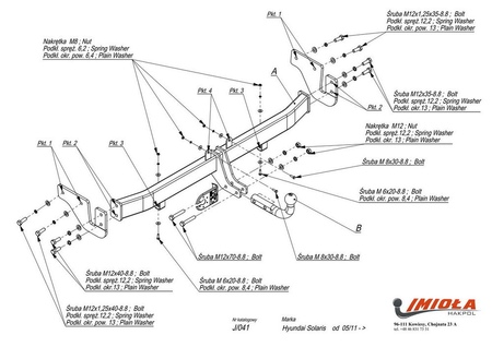 Фаркоп Imiola для Hyundai i40 (2011-2020) J.041