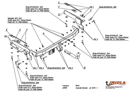 Фаркоп Imiola для Hyundai Sonata (2011-2014) J.043