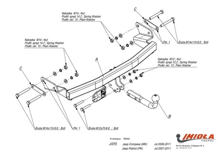 Фаркоп Imiola для Jeep Liberty (2006-2021) J.070