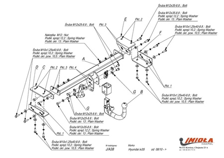 Фаркоп Imiola c быстросъемным шаром для Hyundai ix35 (2010-2015) J.A38