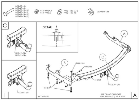 Фаркоп оцинкованный Galia для Jeep Grand Cherokee (1998-2004) J002A