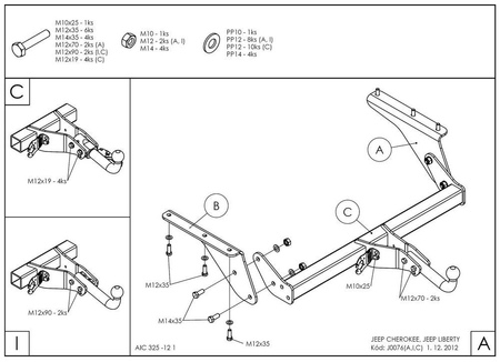 Фаркоп оцинкованный Galia для Jeep Cherokee (2001-2008) J007A