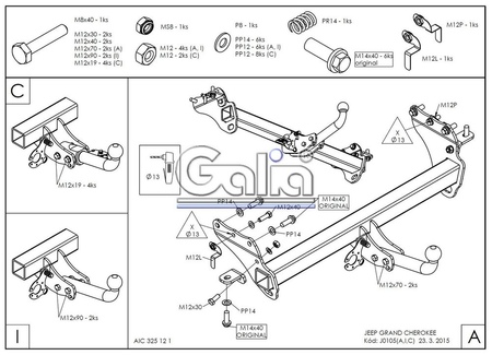 Фаркоп оцинкованный Galia для Jeep Grand Cherokee (2010-2023) J010A