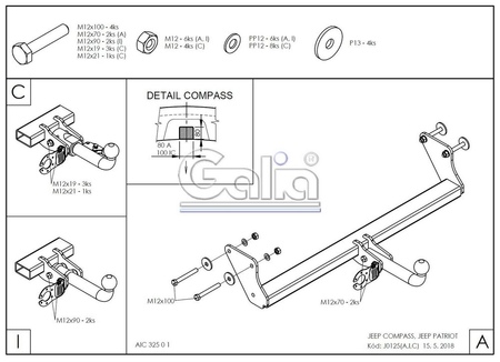 Фаркоп оцинкованный Galia для Jeep Liberty (2006-2021) J012A