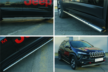 Пороги труба d75х42 овал с проступью RUSSTAL Jeep Trailhawk (2014-2018) JCO-002000