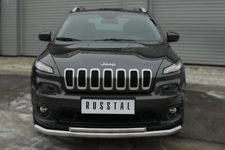 Защита переднего бампера d63 секции d42 дуга RUSSTAL Jeep Cherokee (2014-2018) JCZ-001985