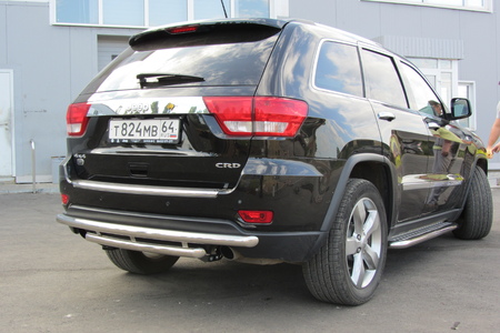 Защита заднего бампера d57+d57 двойная Jeep Grand Cherokee (2011-2022) JGCH008