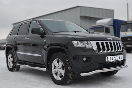 Защита порогов d76 с накладкой вариант 1 RUSSTAL Jeep Grand Cherokee (2012-2022) JGT-0011961