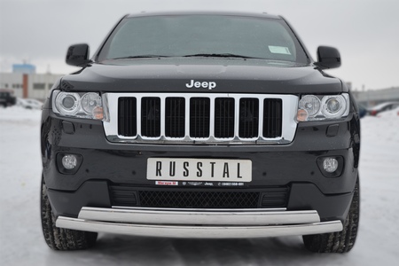 Защита переднего бампера 75х42/75х42 овалы RUSSTAL Jeep Grand Cherokee (2012-2022) JGZ-001190
