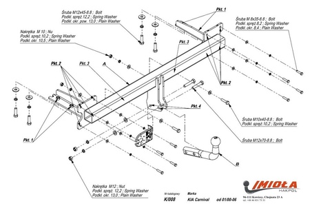 Фаркоп Imiola для Kia Carnival (2000-2006) K.008