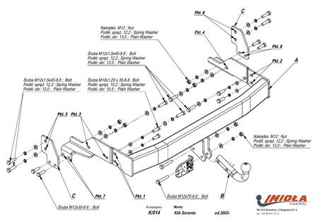 Фаркоп Imiola для Kia Sorento (2002-2006) K.014