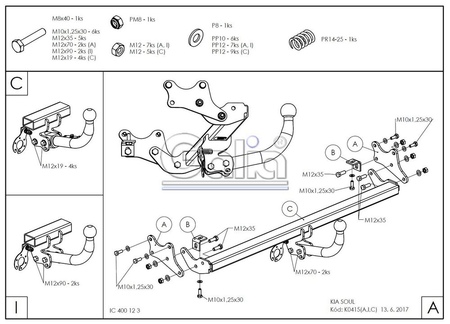 Фаркоп оцинкованный с быстросъемным шаром Galia для Kia Soul (2014-2019) K041C