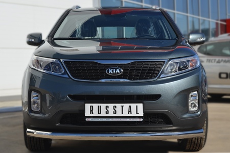 Защита переднего бампера d76 секции RUSSTAL Kia Sorento (2012-2020) KIZ-001265