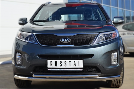 Защита переднего бампера d63 секции/d42 дуга RUSSTAL Kia Sorento (2012-2020) KIZ-001266