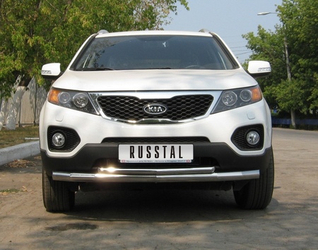 Защита переднего бампера d63х42 RUSSTAL Kia Sorento (2009-2011) KNZ-000001