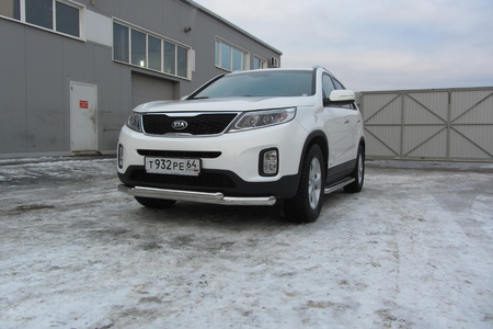 Защита переднего бампера d76+d57 двойная Kia Sorento (2013-2015) KS13-001