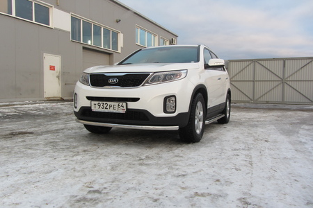 Защита переднего бампера d57 радиусная Kia Sorento (2013-2015) KS13-004