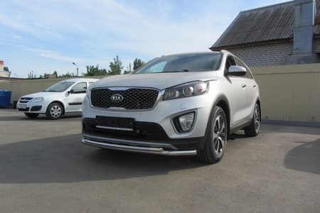 Защита переднего бампера d57+d42 двойная Kia Sorento (2015-2020) KS15-002