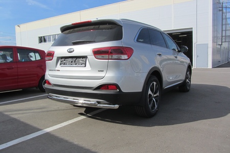 Защита заднего бампера d57+d42 двойная радиусная Kia Sorento (2015-2020) KS15-012