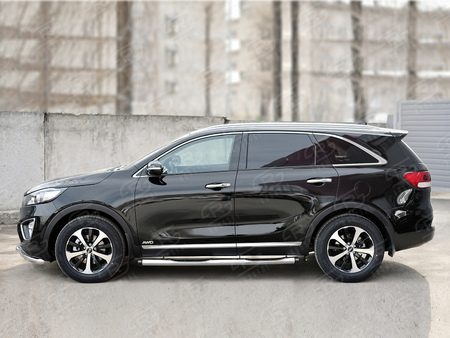 Пороги труба d76 с накладкой вариант 2 RUSSTAL Kia Sorento Prime Crdi (2015-2018) KSPT-0022102