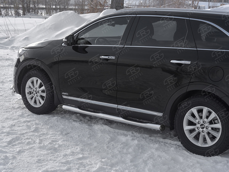 Пороги труба d76 с накладкой вариант 2 RUSSTAL Kia Sorento Prime (2018-2020) KSPT-0031382