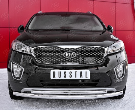 Защита переднего бампера d63 дуга-Ф42 дуга RUSSTAL Kia Sorento Prime Crdi (2015-2018) KSPZ-002207