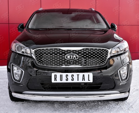 Защита переднего бампера 75х42 дуга RUSSTAL Kia Sorento Prime Crdi (2015-2018) KSPZ-002209