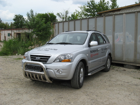 Кенгурятник d76 низкий с защитой картера Kia Sorento NEW (2006-2010) KSR001