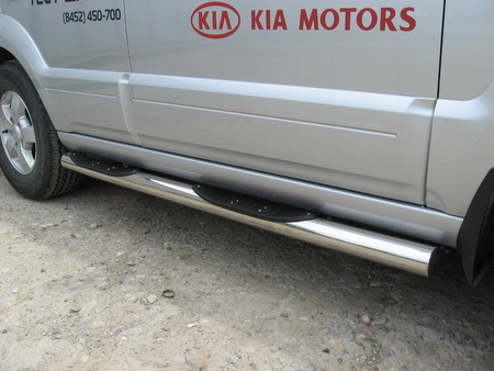 Защита порогов d76 с проступями Kia Sorento NEW (2006-2010) KSR008