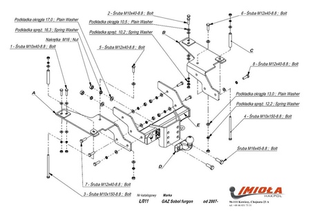 Фаркоп Imiola для ГАЗ 2310 Соболь, ГАЗ 2217 Баргузин фургон (2007-2020) L.111