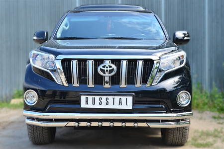 Защита переднего бампера d63 секции d63 уголки+d42 зубы RUSSTAL Toyota Land Cruiser Prado 150 (2014-2017) LCPZ-001712