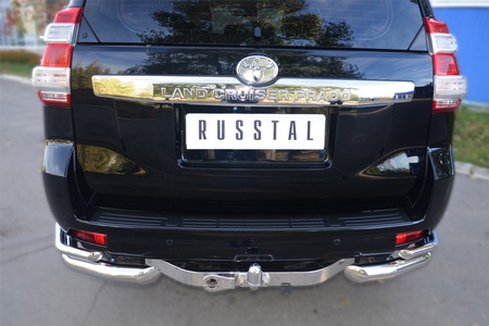 Защита заднего бампера уголки d76 секции d42 секции длин. RUSSTAL Toyota Land Cruiser Prado 150 (2014-2017) LCPZ-001722