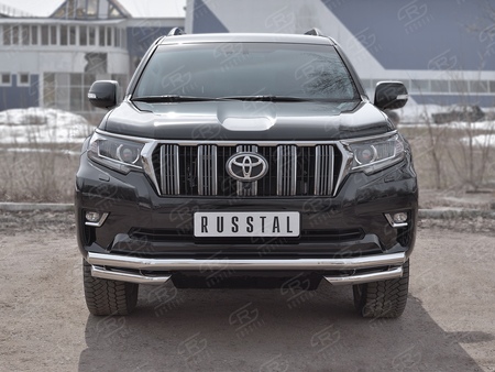 Защита переднего бампера d63 секции-d63 уголки RUSSTAL Toyota Land Cruiser Prado 150 (2017-2021) LCPZ-002860