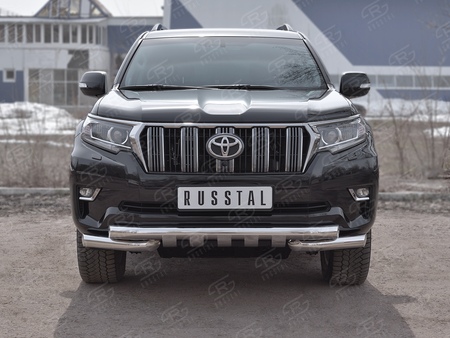 Защита переднего бампера d76 секции-d76 уголки+клыки RUSSTAL Toyota Land Cruiser Prado 150 (2017-2021) LCPZ-002863