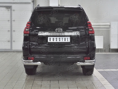 Защита заднего бампера уголки d76 секции-d42 секции RUSSTAL Toyota Land Cruiser Prado 150 (2017-2021) LCPZ-002871