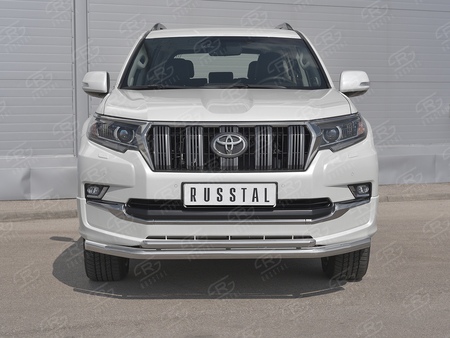 Защита переднего бампера d63 секции-d42 дуга RUSSTAL Toyota Land Cruiser Prado 150 Style (2019-2024) LCPZ-003296