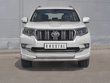 Защита переднего бампера d63 секции-d75х42 дуга RUSSTAL Toyota Land Cruiser Prado 150 Style (2019-2024) LCPZ-003297