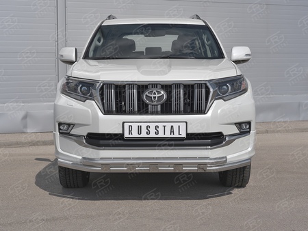 Защита переднего бампера d63 секции-d63 секции с декором RUSSTAL Toyota Land Cruiser Prado 150 Style (2019-2024) LCPZ-003299