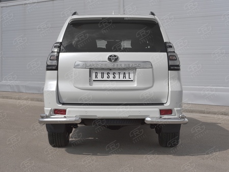 Защита заднего бампера уголки d76 секции-d42 секции RUSSTAL Toyota Land Cruiser Prado 150 Style (2019-2024) LCPZ-003306