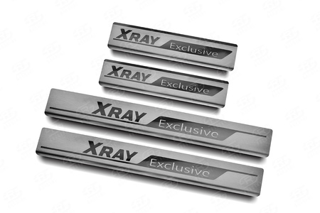 Накладки на пороги шлифованные с надписью RUSSTAL для Lada Xray Exclusive (2017-2025) LDXRYE17-03