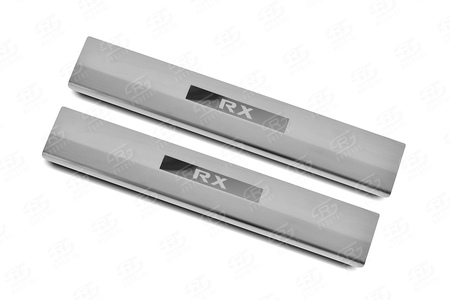 Накладки на пороги шлифованные с надписью RUSSTAL для Lexus RX 200T (2016-2021) LEXRX15-03