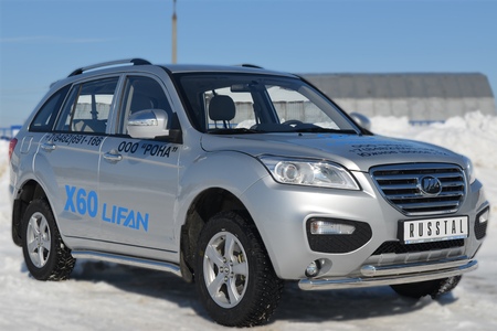 Пороги труба d63 вариант 1 RUSSTAL Lifan X60 (2011-2016) LFT-0012411