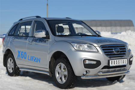 Пороги труба d63 вариант 1 RUSSTAL Lifan X60 (2011-2016) LFT-0012411