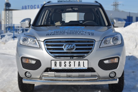 Защита переднего бампера d76 секции/d42 дуга RUSSTAL Lifan X60 (2011-2016) LFZ-001238