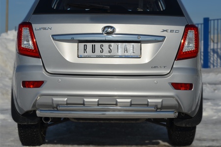 Защита заднего бампера d76/d42 дуга RUSSTAL Lifan X60 (2011-2016) LFZ-001245