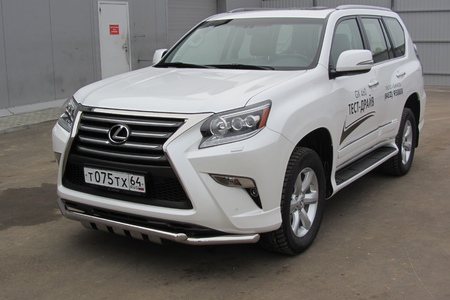 Защита переднего бампера d57+d57 двойная с профильной ЗК Lexus GX 460 (2013-2020) LGX13-004